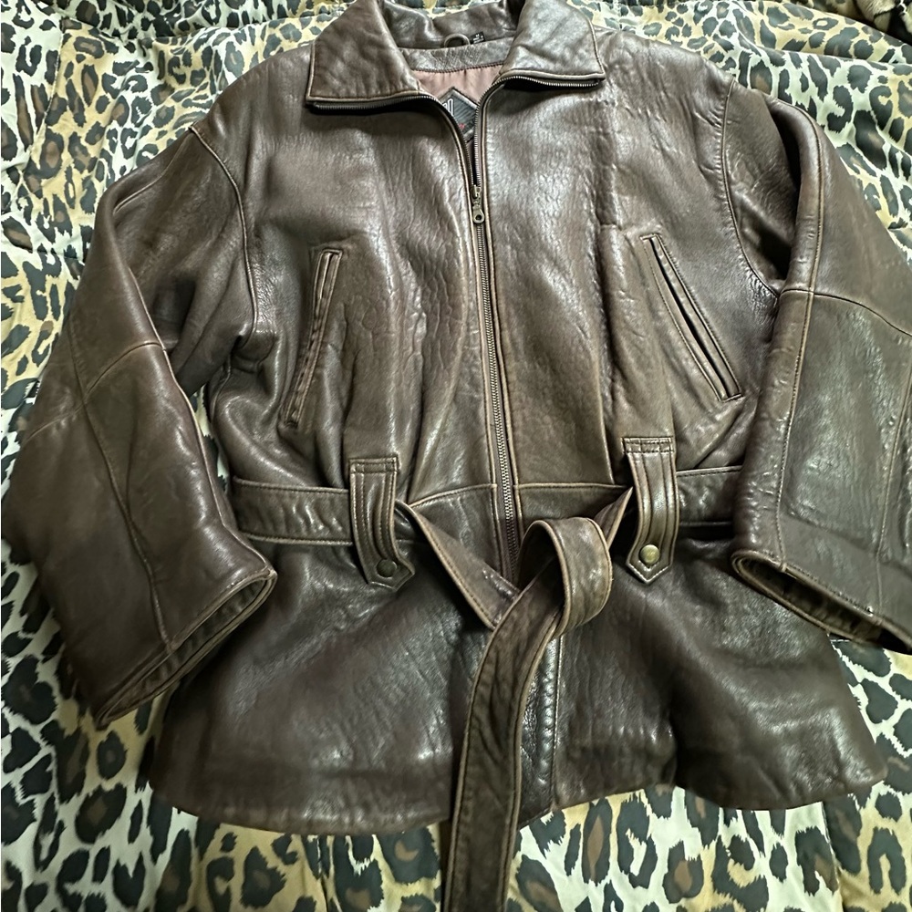 Vintage Brown Leather Tiboa Leathers Jacket/Coat, Size M